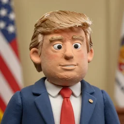 close headshot donald trump , style: claymation