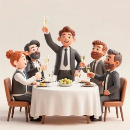 a happy mafia family celebrating drinking champagne around a table, 3 d render octane, trending on artstation