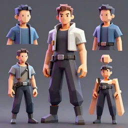 3d low poly model hero in cyberpunk, different angles, toon shading, trending on artstation beautiful sophisticated creative
