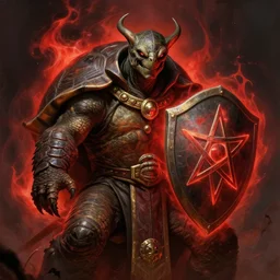 magic : the gathering fantasy artwork by franz frazetta, high resolution. a clear portrait of an evil - looking, anthropomorphic tortoise with a large shell, wearing priestly vestments, holding a pentagram shield, and radiating red arcane energy aura, gritty coloring, intricate, digital painting, artstation, smooth, sharp focus