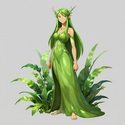 greg manchess character concept art of ssunbiki as a dryad | | foliage clothing, cute - fine - face, pretty face, realistic shaded perfect face, fine details by stanley artgerm lau, wlop, rossdraws, james jean, andrei riabovitchev, marc simonetti, and sakimichan, tranding on artstation