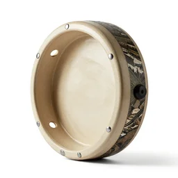 ceramic tambourine, stylized 3d render, isolated on a pure white background, centered, entire object in frame, sharp focus, soft studio lighting
