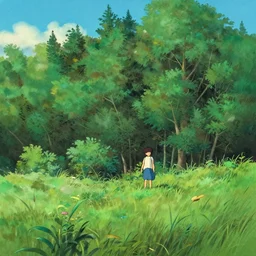 forest lanscape panorama by ghibli pixar gouache in shinkai style