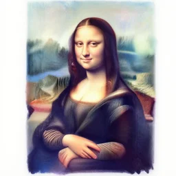 the mona lisa in pastel blue, pink, white