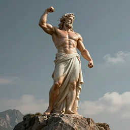 god physique, greek god, standing on top of mountain, ultra realistic, concept art, posing, body builder, award, inspirational, realistic lighting, real life, unreal engine render, windy