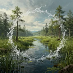 landscape swamp splash art graphic design art, fantasy, highly detailed, art by greg rutkowski