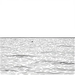 ocean and horizon, minimalist line drawing