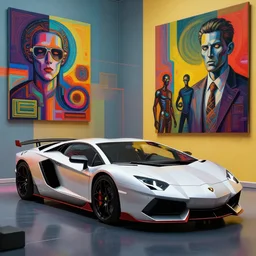lamborghini by artstation, deviantart, artfol, artslant artbox, cgsociety, gfxartist, artful, zatista, artpal, instagram, blendernation, frank stella, beeple, giger, kopera, zawadzki, synth - wave, hyperrealism, futurism 4 k, octane render