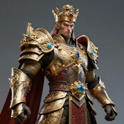 hyperrealistic rendering, epic boss fight, ornate king emporer jewel crown war armor battle, kaiju beast god, by art of skinner and richard corben, product photography, collectible action figure, sofubi