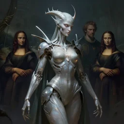 biomechanical siren queen, infinite detail, digital painting, artstation, concept art, smooth, sharp focus, illustration, ethereal lighting, dark mood, mysterious, unreal engine 5, 8 k, art by simon bisley and john alvin and leonardo da vinci