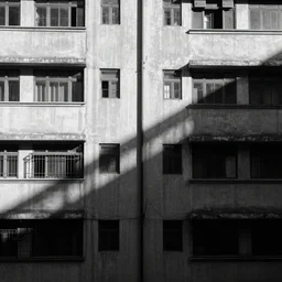 an approaching shadow, photorealistic, brutalist, natural light, black and white by fan ho, hong kong 1 9 5 4