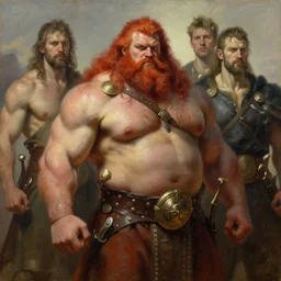 bulky muscular scottish warrior with red hair, 4 k oil on linen by wlop, artgerm, andrei riabovitchev, nuri iyem, james gurney, james jean, greg rutkowski, highly detailed, soft lighting 8 k resolution