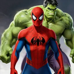 spiderman with batman mask and a hulk body