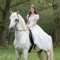 princess riding a unicorn, in a forest clearing, ultra realistic, photorealistic, portrait,