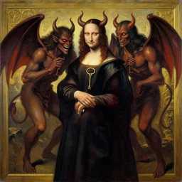 anime key visual of leonardo davinci consorting with demons, style of jamie wyeth james gilleard edward hopper greg rutkowski acrylic painting, preserved museum piece, historical