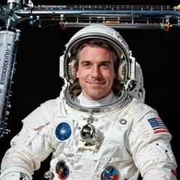 35mm Robbin Williams color portrait photo on the international space station, by Emmanuel Lubezki