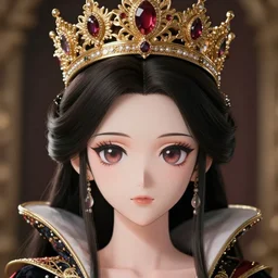 close up portrait of an elegant queen wearing an intricate crown, anime, detailed anime, hyper realistic anime, realistic anime, manga anime, chibi anime, detailed, highly detailed, hd, 4 k, sharp, clear, high res, high quality, cinematic, 2 point studio lighting,