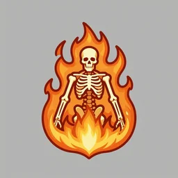 flat fantasy art rpg skill icon of divine burning skeleton , trending on behance