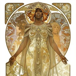 black african princess, symmetric, highly detailed, artgerm, concept art, intricate, sharp focus, illustration, rutkowski, alphonse mucha