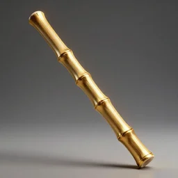 rpg item render, a bamboo rod made of gold, Unreal 5, DAZ, hyperrealistic, octane render, dynamic lighting