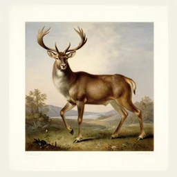 a brilliant epic isograph print of a russian stag by josep tapiro baro in the style of baroque art, trending on art station