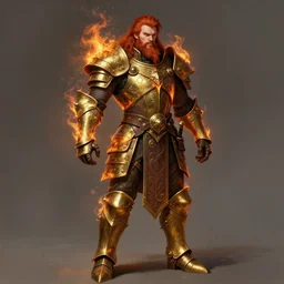 full body picture of male steampunk pyromancer, burning brass armor, ornamental, burly, white skin, long red hair, beard, high fantasy, highly detailed, detailed face, smooth, sharp focus, digital painting, by artgerm and greg rutkowski and alphonse mucha