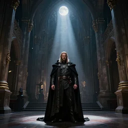 Dark majestic ornate great hall, moonlight rays, Darek Zabrocki, Karlkka, trending on Artstation, 8K