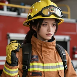 beautiful portrait of a female fire fighter who looks like Boa Hancock  , character design by Mark Brooks and Brad Knuckle  4k detailed, soft lighting