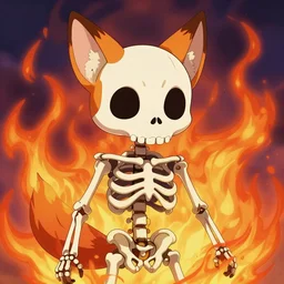 an anime about a firendly skeleton character with animal fox skull for face nongraphic, 9 massive colorful peacock tails, magical flaming mage robes and walking through an empty street alone at night under starry skies, halloween decorations, wonder, anime, furry, side profile, peaceful, vhs, art by yuji ikehata and hayou miyazaki