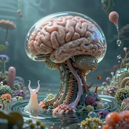 phantastica, artificia, gelatin brains, gekkolings, retro futurism, nudibranch, by peter mohrbacher, biomechanical fauna, fluox symbiosi crusta, fluida, gelatinosis glass, unspaceship, mollis, octane render, lush layered, vortices micro water, the omni, aliena, chaos, gekko soles