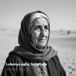 a black and white photo of a old woman with a scarf around her neck in the desertby lubna agha, hurufiyya, shallow depth of field,, ilford hp 5