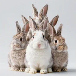 image of a bunny with multiple heads, studio photo, 8k resolution