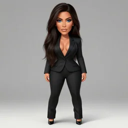 full body cartoon render painting of a strikingly gorgeous assiniboine and mandan kim kardashian with blue eyes and long dark brown hair, wearing a revealing suit, outside urban background, rossdraws, studio ghibli, norman rockwell, emiliano ponzi, epic composition, hd, octane, unreal engine, volumetric lighting, light rays, masterpiece, award - winning