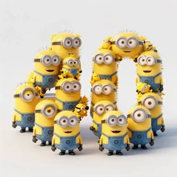 of a bunch of minions in the shape of the number 40, 3d render