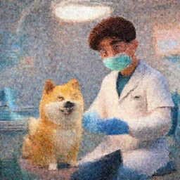 a wholesome illustration of a dentist appointment for Shiba Inu, studio Ghibli,  Pixar and Disney animation, sharp, Rendered in Redshift and Unreal Engine 5 by Greg Rutkowski, Bloom, dramatic lighting