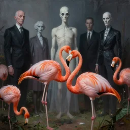 hyper realistic painting of a flamingo by wayne barlowe, beksinski, hr giger, austin osman spare, bussiere