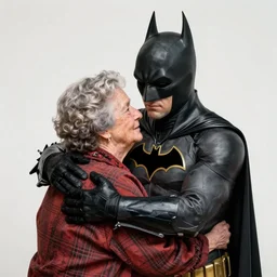 batman hugs a grandma, highly detailed, 4 k, prize winning, heartwarming