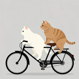 Two cats riding a tandem bike, digital art