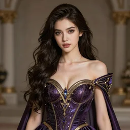 A beautiful detailed portrait of a tempting young beautiful female fantasy sorceress with fair skin and long dark brown hair dressed in ornate magical clothing by Kirbi Fagan, trending on artstation