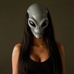 movie still of kim kardashian wearing a alien face hugger mask, in the movie alien. cinematic shot.
