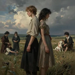 lovers being pulled apart, photorealistic by michael komarck, greg rutkowski, victo ngai, artgerm, willem claesz heda and j. dickenson