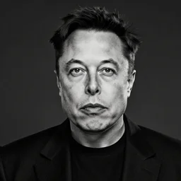Elon Musk as a Gigachad, black and white photo, dramatic, high quality