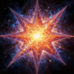 exploding star, vibrant, concept art, trending on artstation, wlop, ross draws, digital painting, mixed media, intricate details, volumetric lighting
