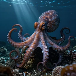 ocean dramatic lighting cinematic establishing shot octopus extremely high detail foto realistic cinematic lighting post processed