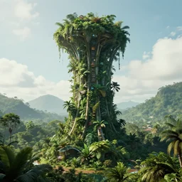 spatial base in the jungle, french guyana, futuristic, 8 k photography