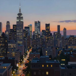 cityscape at dusk painted by nathan walsh, detailed