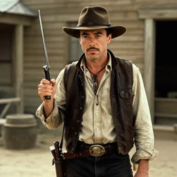 film still of Robert Downey Jr as Doc Holiday in Tombstone 1993, 4k