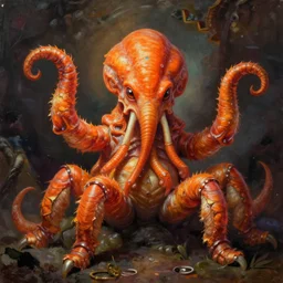 zoological portrait of orange cthulhu by frank cirocco
