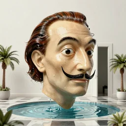 hyperrealistic random objects in a surreal minimalistic dreamscape environment by salvador dali, enormous melting mannequin head statue, highly detailed, 3 d render, vray, octane, beautiful lighting, photorealistic, intricate, elegant, wayne barlowe, water, mirrors, doorway, beautiful, masterpiece, trending on artstation, artgerm, checkered floor, palm trees