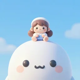 cute fumo plush of a girl who lives at the top of a huge fiery volcano